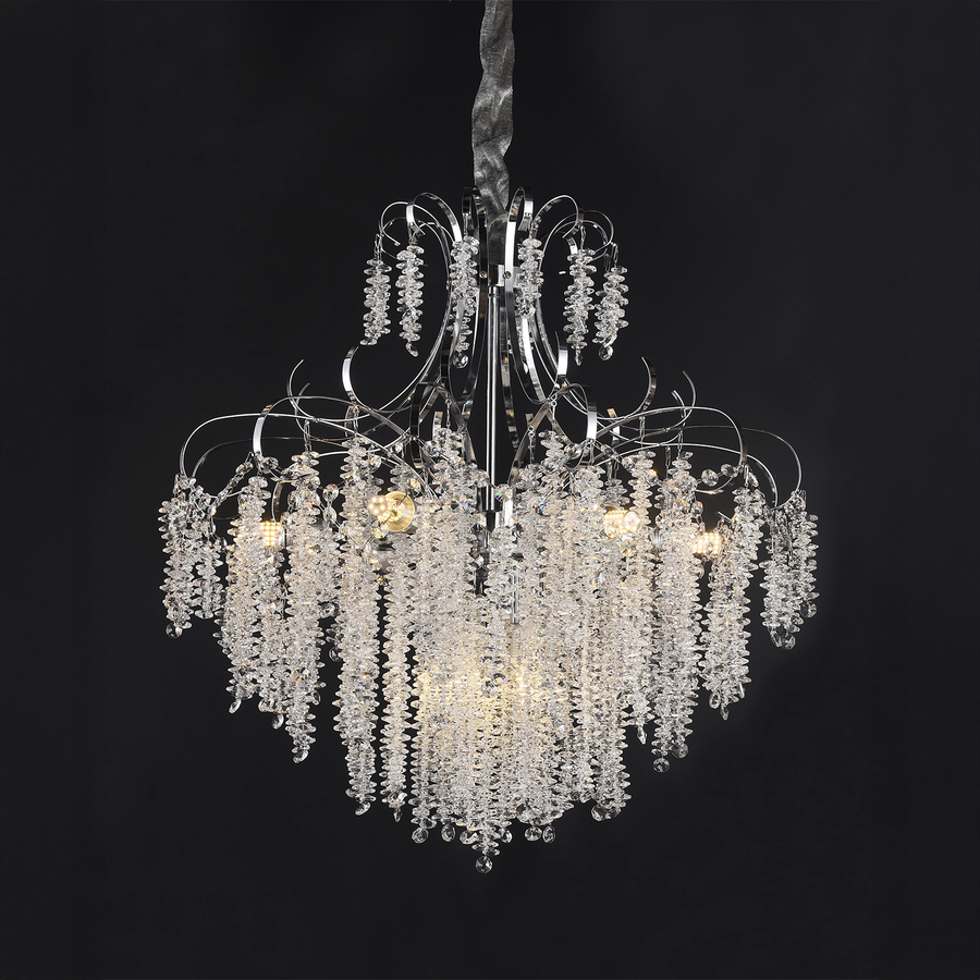 Candelabru Cristal CC9311/5CH, 5x E14, Diametru 49cm, Crom