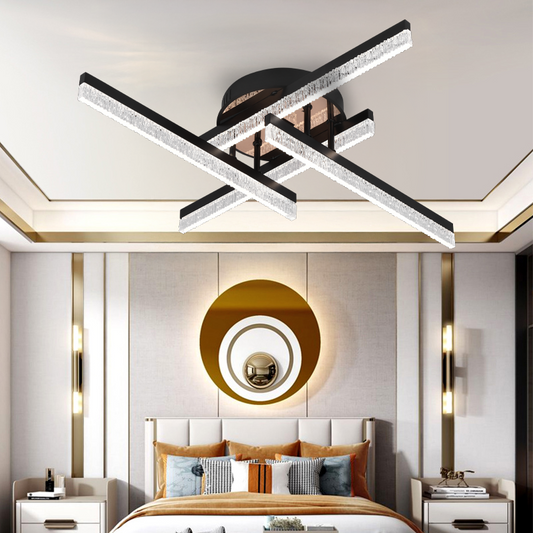 Lustra LED cu Telecomanda LT179/4BK, 35W, 4 Elemente, Lumina Rece/Clada/Neutra, Dimabila, Negru