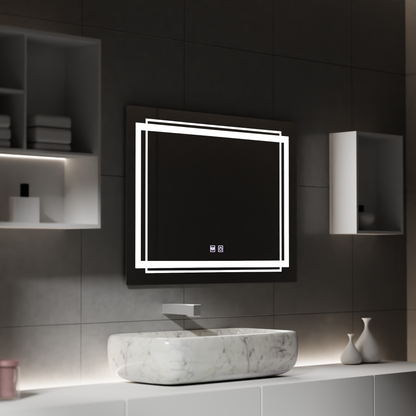 Oglinda LED Rectangulara, 80x60cm,  KOVEN Touch, Sistem Dezaburire,Dimabila