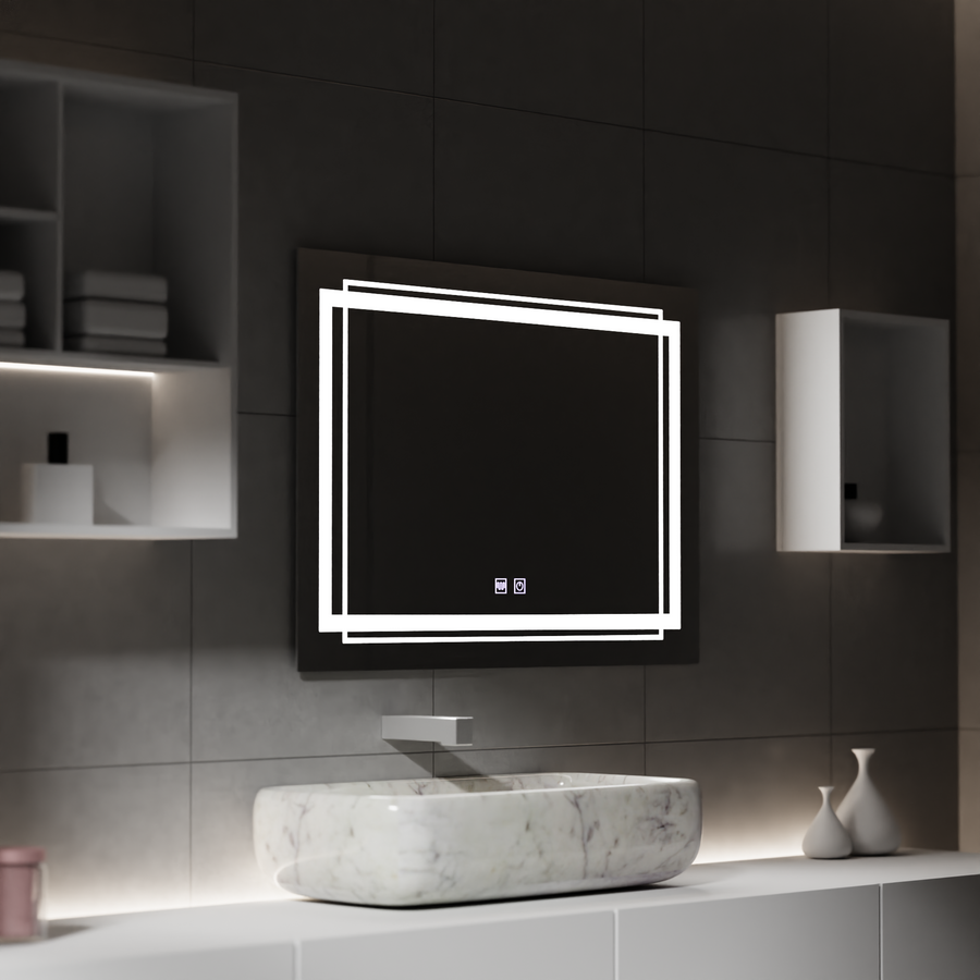Oglinda LED Rectangulara, 80x60cm,  KOVEN Touch, Sistem Dezaburire,Dimabila