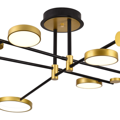 Lustra LED cu Telecomanda MARIA, 6 Elemente, 31W, Lumina Calda/Rece/Neutra 3000K/4000K/6000K, Dimabila, Auriu si Negru, Metal