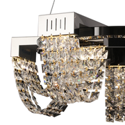 Candelabru Cristal LED 30W, CC370/500CH, Diametru 49cm, Crom Lucios, Lumina Calda Neutra Rece 3000K/4000K/6000K Inaltime Reglabila, Metal si Cristal