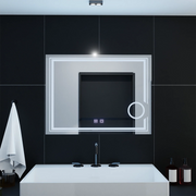 Oglinda LED Rectangulara, 80x60cm, Lumina Rece, CANTO Touch, Sistem Dezaburire, Dimabila