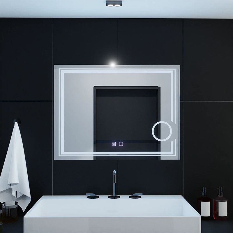 Oglinda LED Rectangulara, 80x60cm, Lumina Rece, CANTO Touch, Sistem Dezaburire, Dimabila