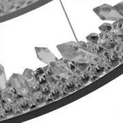 Lustra LED suspendata cu telecomanda, Cristale K9, 27W, 1 Cerc, lumina Rece/Calda/Neutra, Dimabila, Negru, Inaltime Reglabila