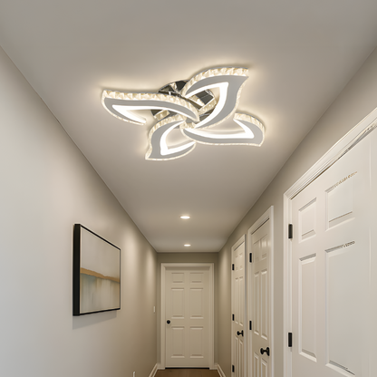 Lustra LED Alejandro cu Telecomanda, 73W, 4 Flori, Lumina Dimabila Rece/Calda/Neutra, Crom