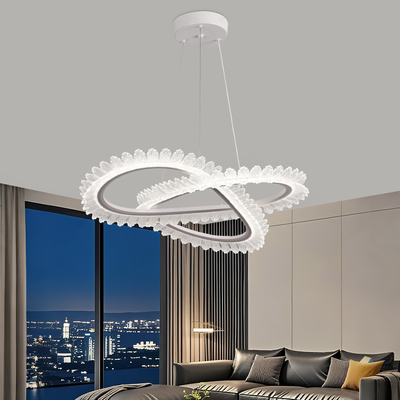 Lustra LED LT187WH, Cristal si Metal, 52W, Dimabila, Inaltime Reglabila, lumina Rece/Calda/Neutra, Iluminat Luxos