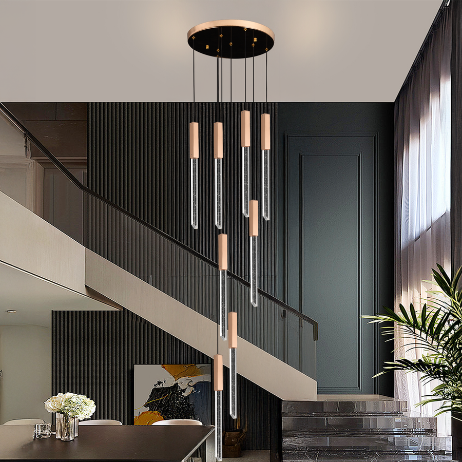 Candelabru Cristal LED 22W, Lumina Calda/Neutra/Rece, Diametru 25cm Auriu CM511/H150XW35