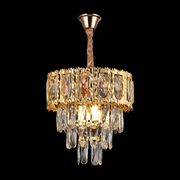 Candelabru Cristal BELVEDERE Petito 3xE14, Diametru 30cm, Auriu Lucios, Inaltime Reglabila