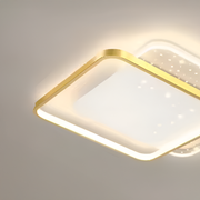 Lustra LED cu telecomanda GILDRA 110W, 2 Patrate, lumina Rece/Calda/Neutra, Dimabila, Auriu