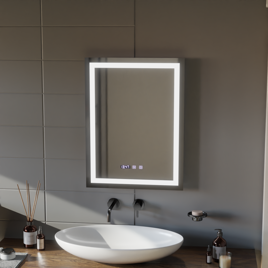 Oglinda LED Touch MODENA Sistem Dezaburire, Ceas si Temperatura 60x80 cm