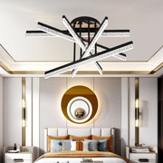 Lustra LED cu Telecomanda LT179/5BK, 67W, 5 Elemente, Lumina Rece/Clada/Neutra, Dimabila, Negru