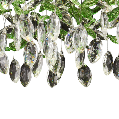 Candelabru LED Cristal LLC211/400GN Rotund, 22W, Lumina Rece/Calda/Neutra, Cristale Verzi, Crom Lucios