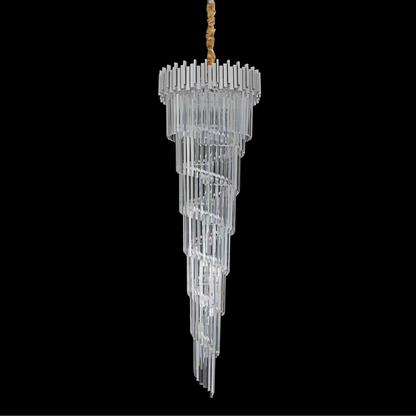 Candelabru Cristal CC110/600x1800CH , 28xE14, Diametru 60cm, Inaltime 180cm, Crom si Argintiu, Inaltime Reglabila, Design Elegant