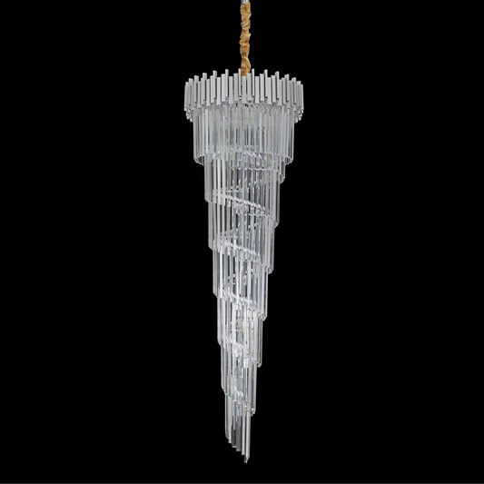 Candelabru Cristal CC110/600x1800CH , 28xE14, Diametru 60cm, Inaltime 180cm, Crom si Argintiu, Inaltime Reglabila, Design Elegant