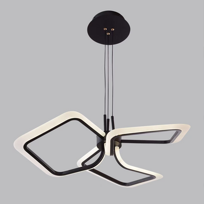 Lustra LED suspendata cu Telecomanda RIMINI 58W, 3 Patrate, lumina Rece/Calda/Neutra, Dimabila, Negru