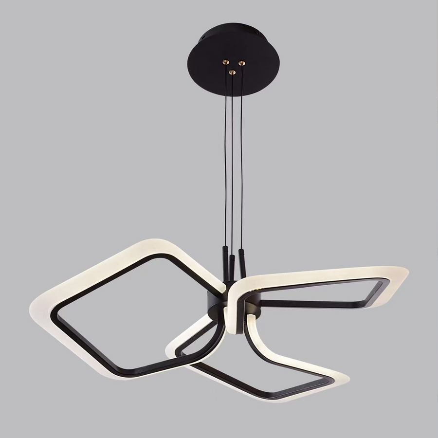 Lustra LED suspendata cu Telecomanda RIMINI 58W, 3 Patrate, lumina Rece/Calda/Neutra, Dimabila, Negru