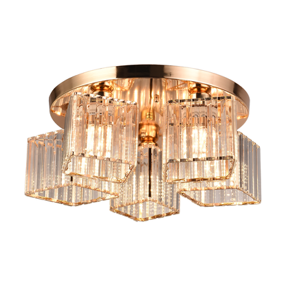 Lustra Clasica Moderna Sasha, LC117/5GD, 5x E27, Metal si Cristal, Auriu, Abajur