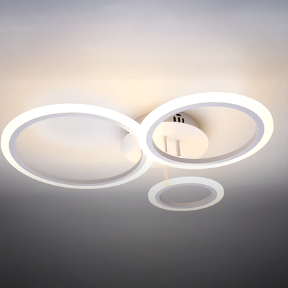 Lustra LED cu telecomanda BETTY 41W, 3 Cercuri, lumina Rece/Calda/Neutra, Dimabila, Alb, Metal si Acril