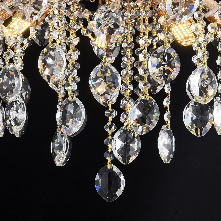 Candelabru Cristal PALERMO Eleganza 5xE14, Diametru 49cm, Auriu