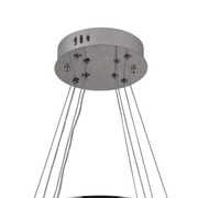 Lustra LED suspendata cu telecomanda si cristal 36W, 2 Cercuri, lumina Rece/Calda/Neutra, Dimabila, Crom Lucios, Inaltime Reglabila