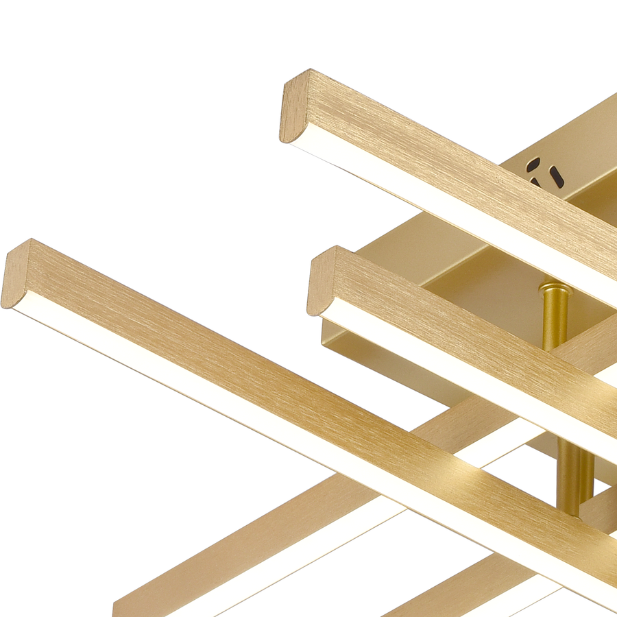 Lustra LED cu Telecomanda LINEX, 81W, Lumina 3000K/4000K/6000K, Dimabila, Auriu