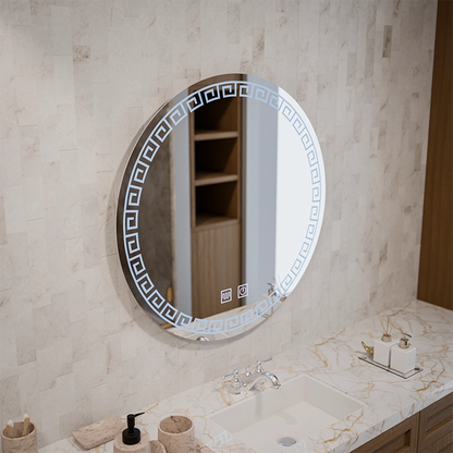 Oglinda LED Rotunda, 70cm, Orhina Touch, Sistem Dezaburire, Dimabila
