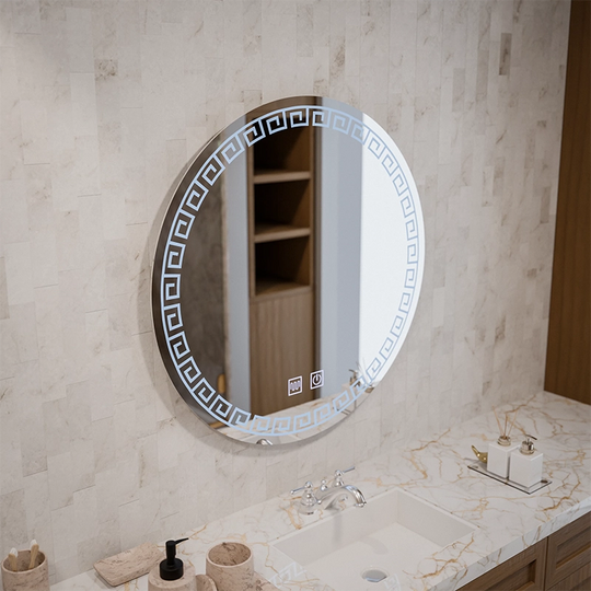 Oglinda LED Rotunda, 70cm, Orhina Touch, Sistem Dezaburire, Dimabila