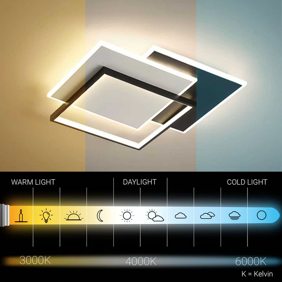 Lustra LED cu telecomanda CHIARA 102W, 3 Patrate, lumina Rece/Calda/Neutra, Dimabila, Negru
