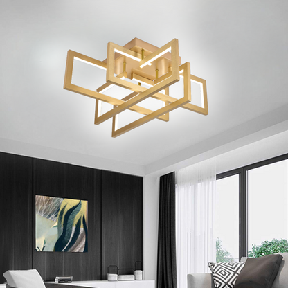 Lustra LED cu telecomanda 96W, 4 Elemente, lumina Rece/Calda/Neutra, Dimabila, Auriu