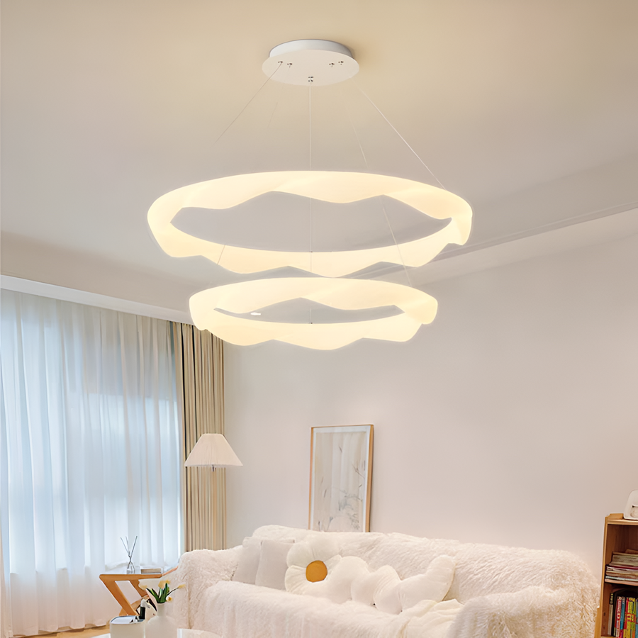 Lustra LED,  suspendata cu Telecomanda, AMADEO, 89W, Lumina Rece/Calda/Neutra, Dimabila, Inaltime Reglabila, Alb