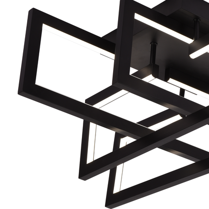 Lustra LED cu telecomanda 96W, 4 Elemente, lumina Rece/Calda/Neutra, Dimabila, Negru