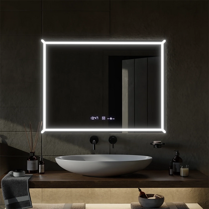 Oglinda LED Rectangulara, 80x60cm, VillayTouch Marcello, Sistem Dezaburire, Dimabila