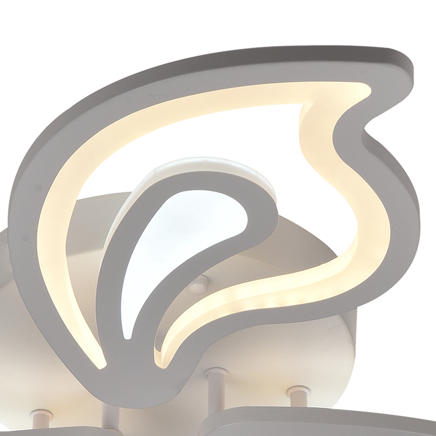 Lustra LED cu telecomanda GLORIOSA 95W, 5 Petale, lumina Rece/Calda/Neutra, Dimabila, Alb