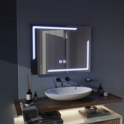 Oglinda LED Rectangulara, 80x60cm, ECLISSA Touch, Sistem Dezaburire, Dimabila