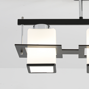 Lustra Clasica Aramis cu Lemn Abajur Patrat 3x E27 Alb Negru