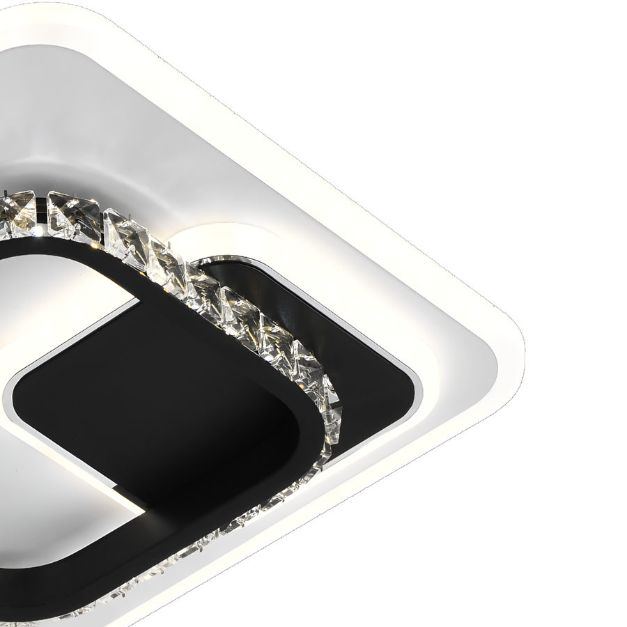 Lustra LED  cu cristal ARIELLA 40W, Patrata,  lumina Rece/Calda/Neutra, Negru