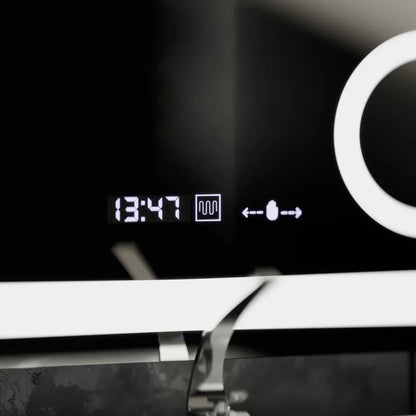 Oglinda LED Rectangulara, 80x80cm, Souverain MotionGlow Marcello, Sistem Dezaburire, Ceas & Termometru, Lupa Cosmetica, Dimabila