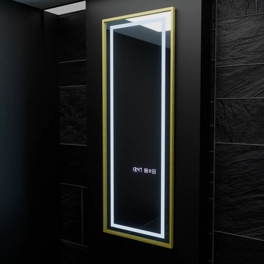 Oglinda LED Rectangulara, 45x140cm, Elena Senzor Radar Marcello, Sistem Dezaburire, Ceas & Termometru, Dimabila, Dressing Couture
