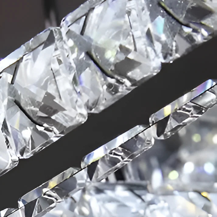 Lustra LED cu cristal ROYALO ROTONDA 26W, 2 Cercuri, lumina Rece/Calda/Neutra, Crom Lucios