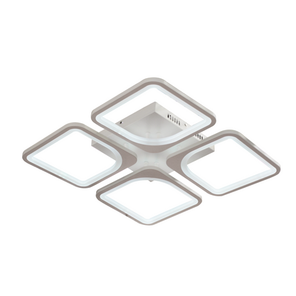 Lustra LED cu telecomanda ZOE 53W, 4 Patrate, lumina Rece/Calda/Neutra, Dimabila, Alb