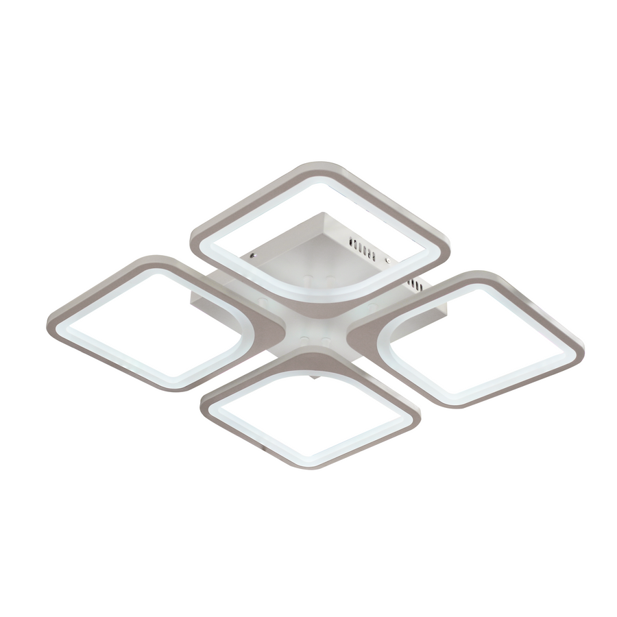 Lustra LED cu telecomanda ZOE 53W, 4 Patrate, lumina Rece/Calda/Neutra, Dimabila, Alb