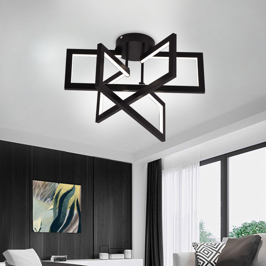 Lustra LED cu telecomanda 72W, 3 Elemente, lumina Rece/Calda/Neutra, Dimabila, Negru, LT750/3BK