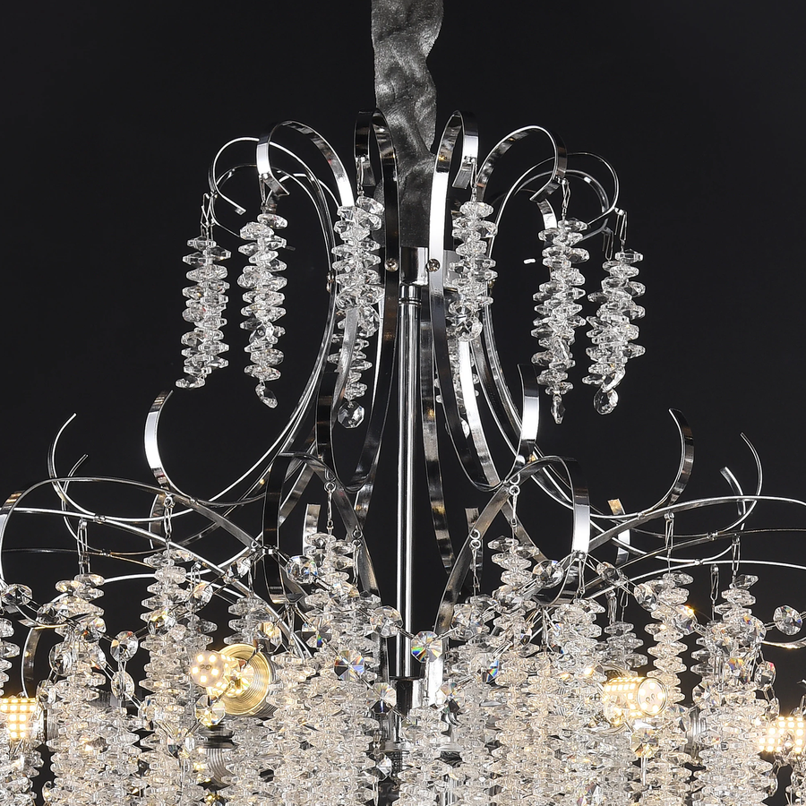 Candelabru Cristal CC9311/5CH, 5x E14, Diametru 49cm, Crom