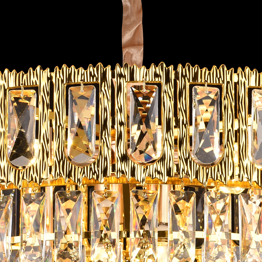 Candelabru Cristal BELVEDERE Magno 8xE14, Diametru 60cm, Auriu Lucios, Inaltime Reglabila