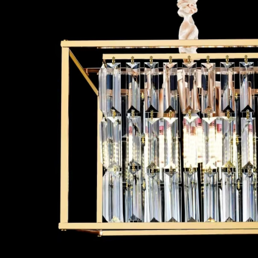 Candelabru Cristal Petito, 1676/350, 3xE14, Auriu Lucios, Inaltime Reglabila, Metal si Cristal