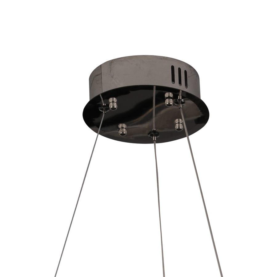 Candelabru Cristal LED 30W, CC370/500CH, Diametru 49cm, Crom Lucios, Lumina Calda Neutra Rece 3000K/4000K/6000K Inaltime Reglabila, Metal si Cristal