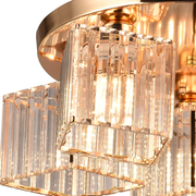 Lustra Clasica Moderna Sasha, LC117/5GD, 5x E27, Metal si Cristal, Auriu, Abajur