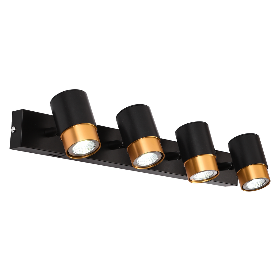 Proiector LED cu 4xGU10 Proiectoare, 3000K/4000K/6000K, Auriu, Metal și Acril