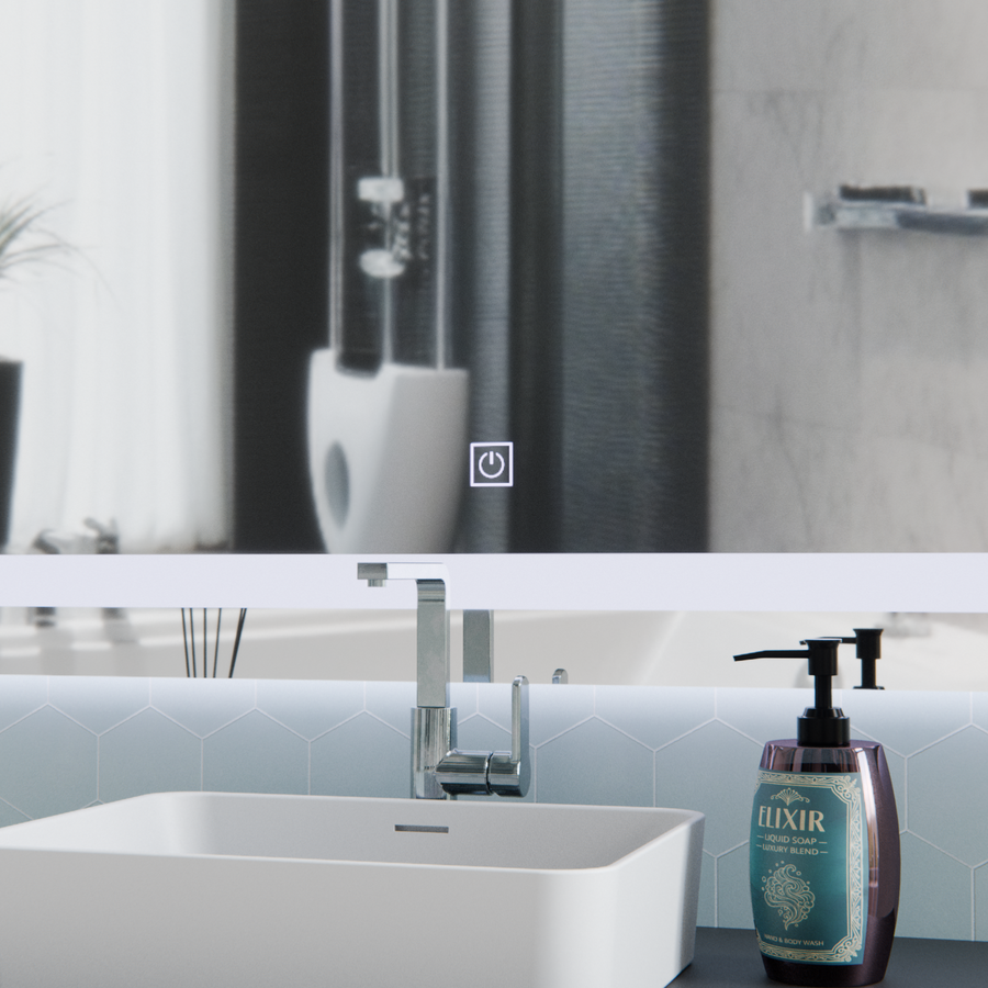 Oglinda LED Giga, 80x60cm, Argintiu, Touch, Lumina 6000K